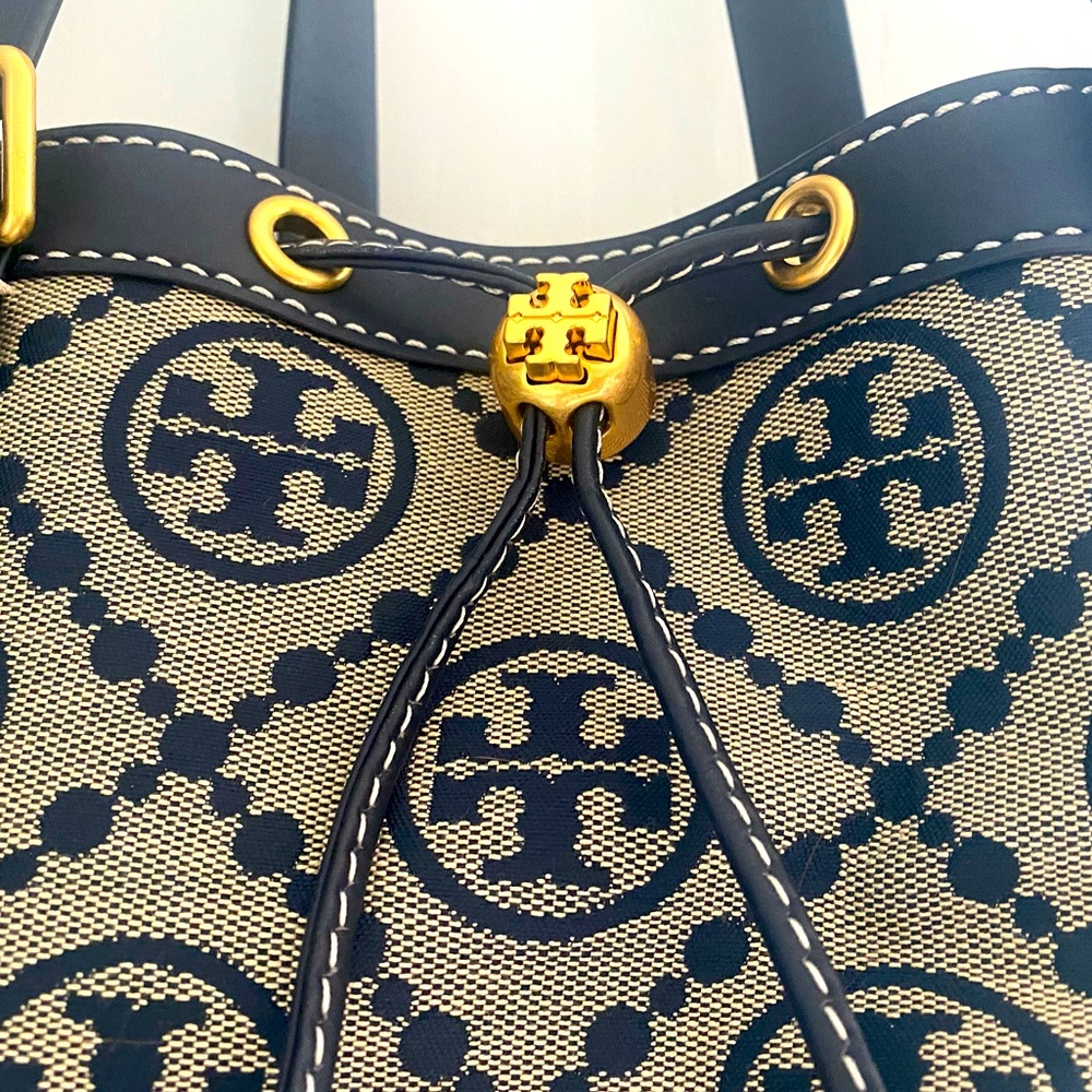 Tory Burch T Monogram Jacquard Tote Blue